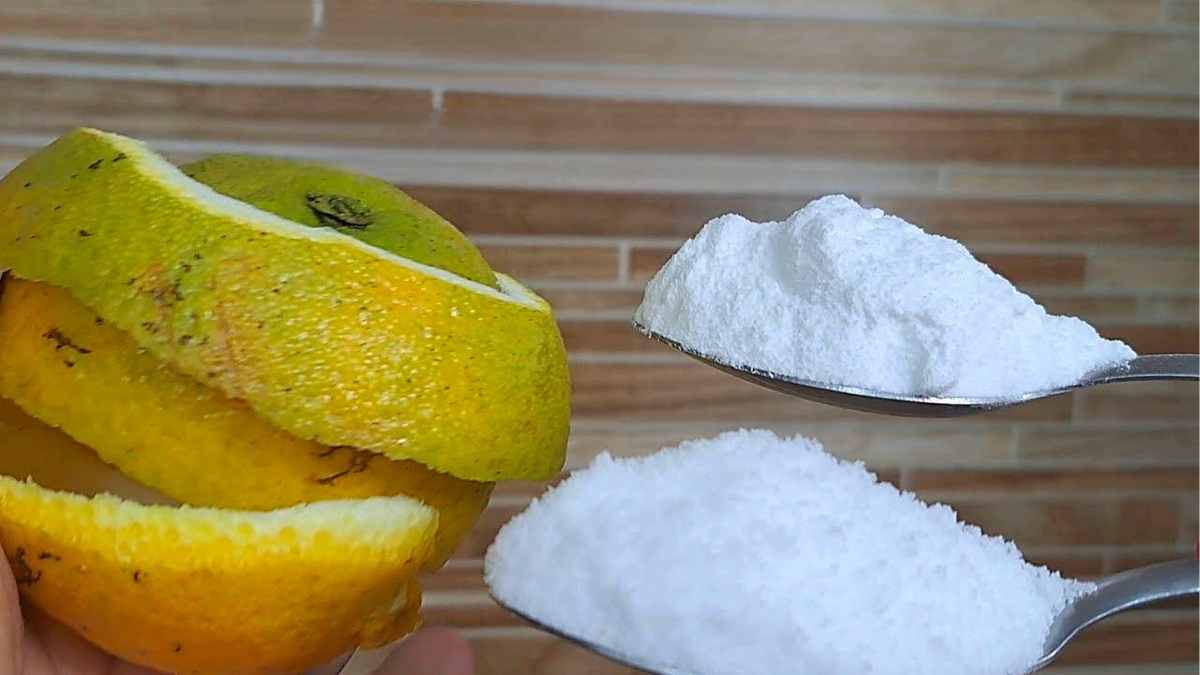 Sel bicarbonate de soude et écorces d'orange
