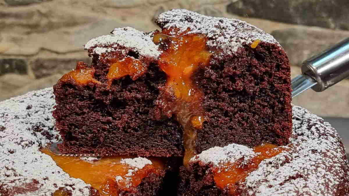 Gâteau au chocolat et à la ricotta avec confiture d'abricots
