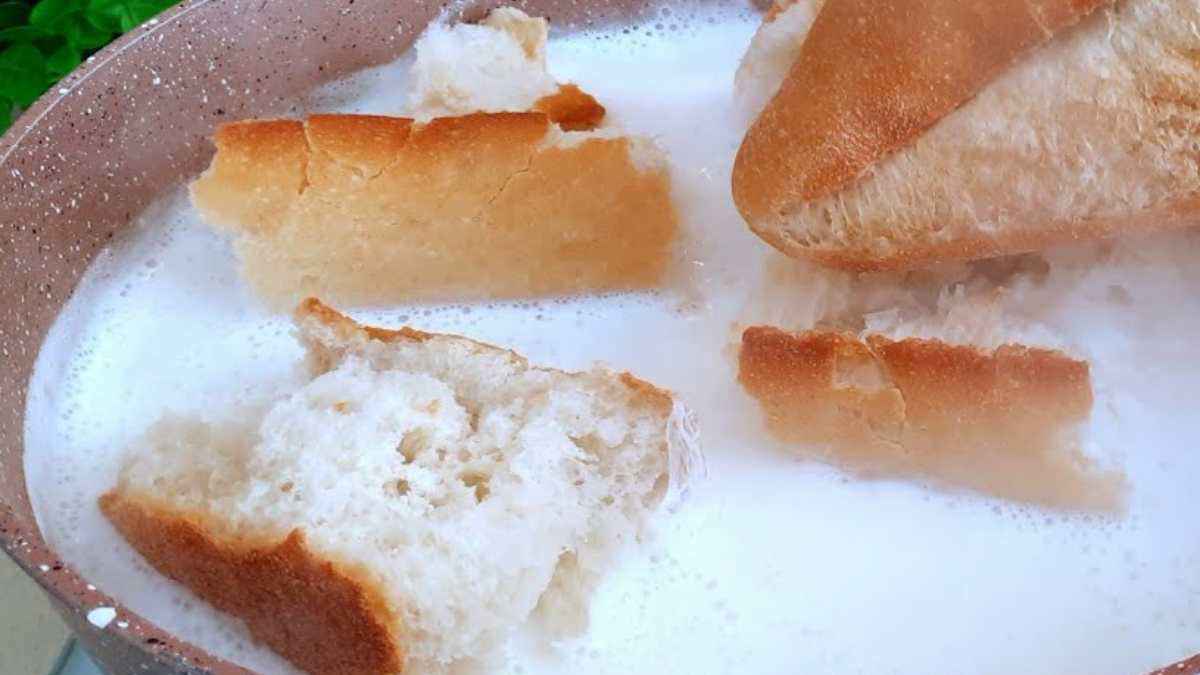 pain dans du lait bouillant