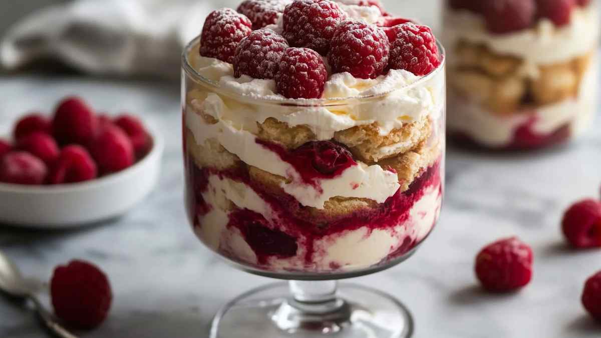 Tiramisu aux framboises sans œufs