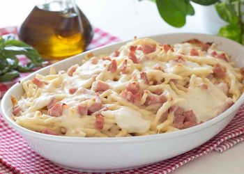 Pâtes gratinées au four jambon & mozzarella