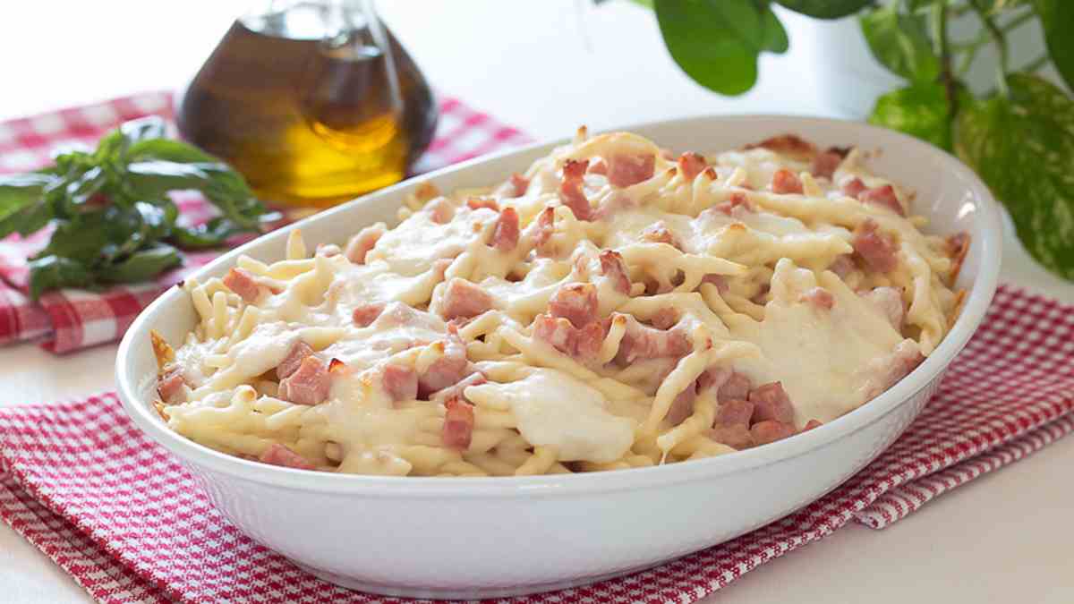 Pâtes gratinées au four jambon & mozzarella